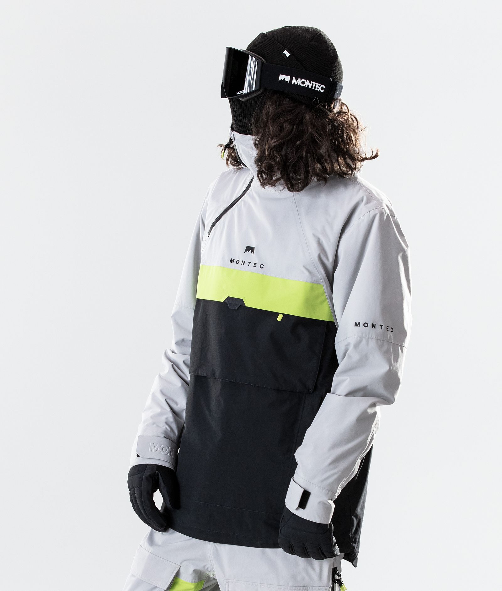 Montec Dune 2020 Veste de Ski Homme Light Grey/Neon Yellow/Black, Image 1 sur 8