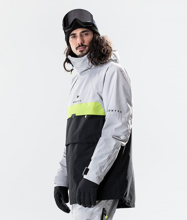 Montec Dune 2020 Veste de Ski Homme Light Grey/Neon Yellow/Black, Image 3 sur 8