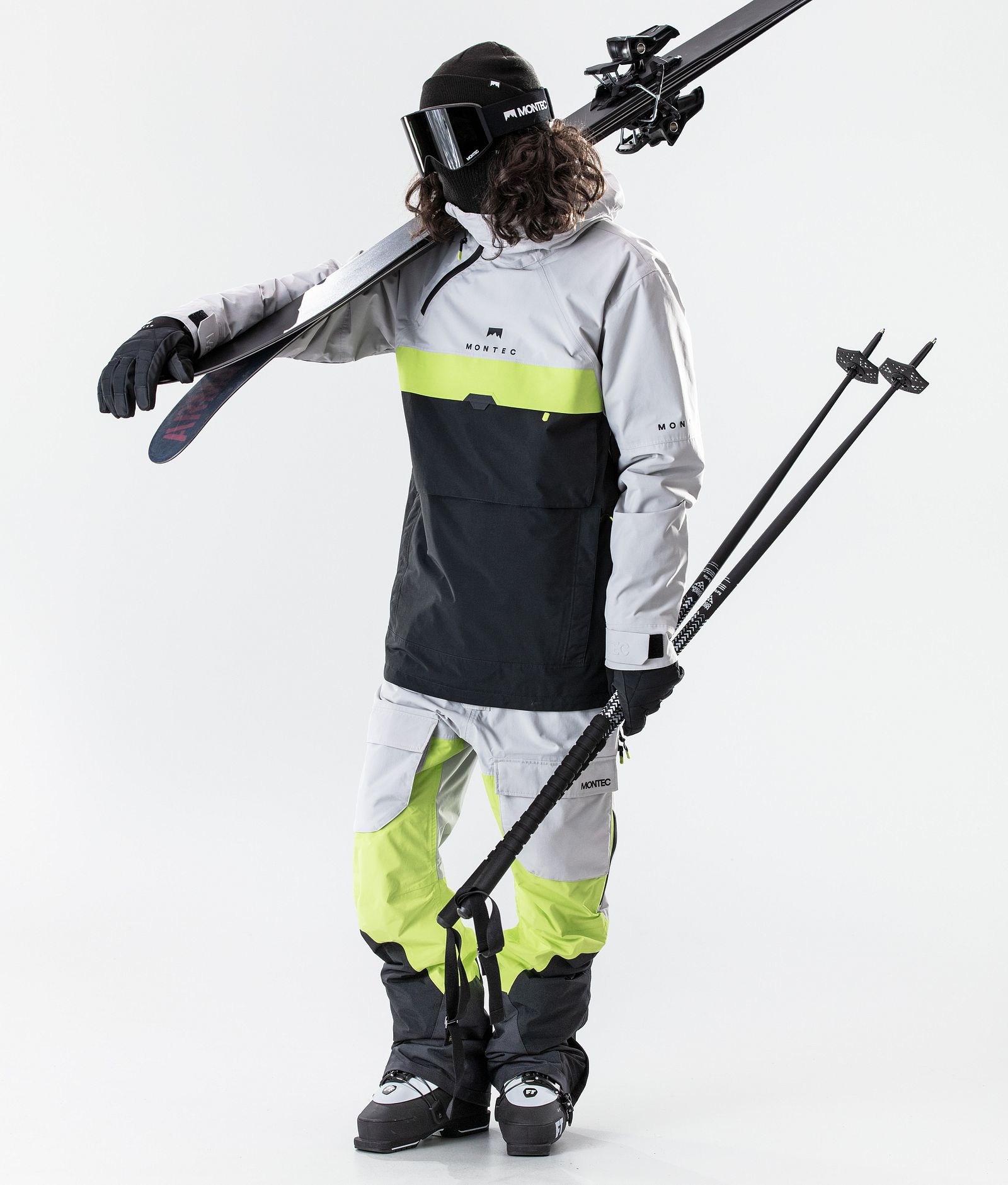 Montec Dune 2020 Veste de Ski Homme Light Grey/Neon Yellow/Black, Image 6 sur 8