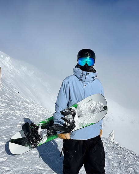 Customer @nicos_pow in Dope Legacy Snowboard Jacket Men Light Blue Renewed