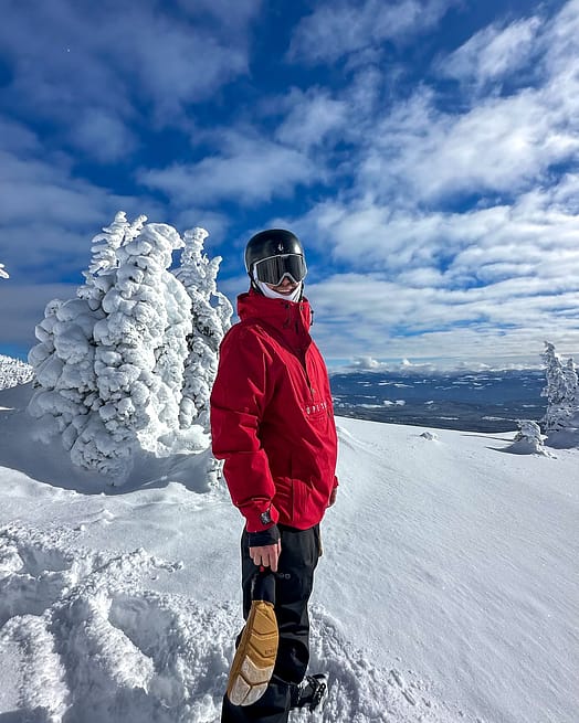 Customer @nicos_pow in Dope Legacy Snowboard Jacket Men Deep Red