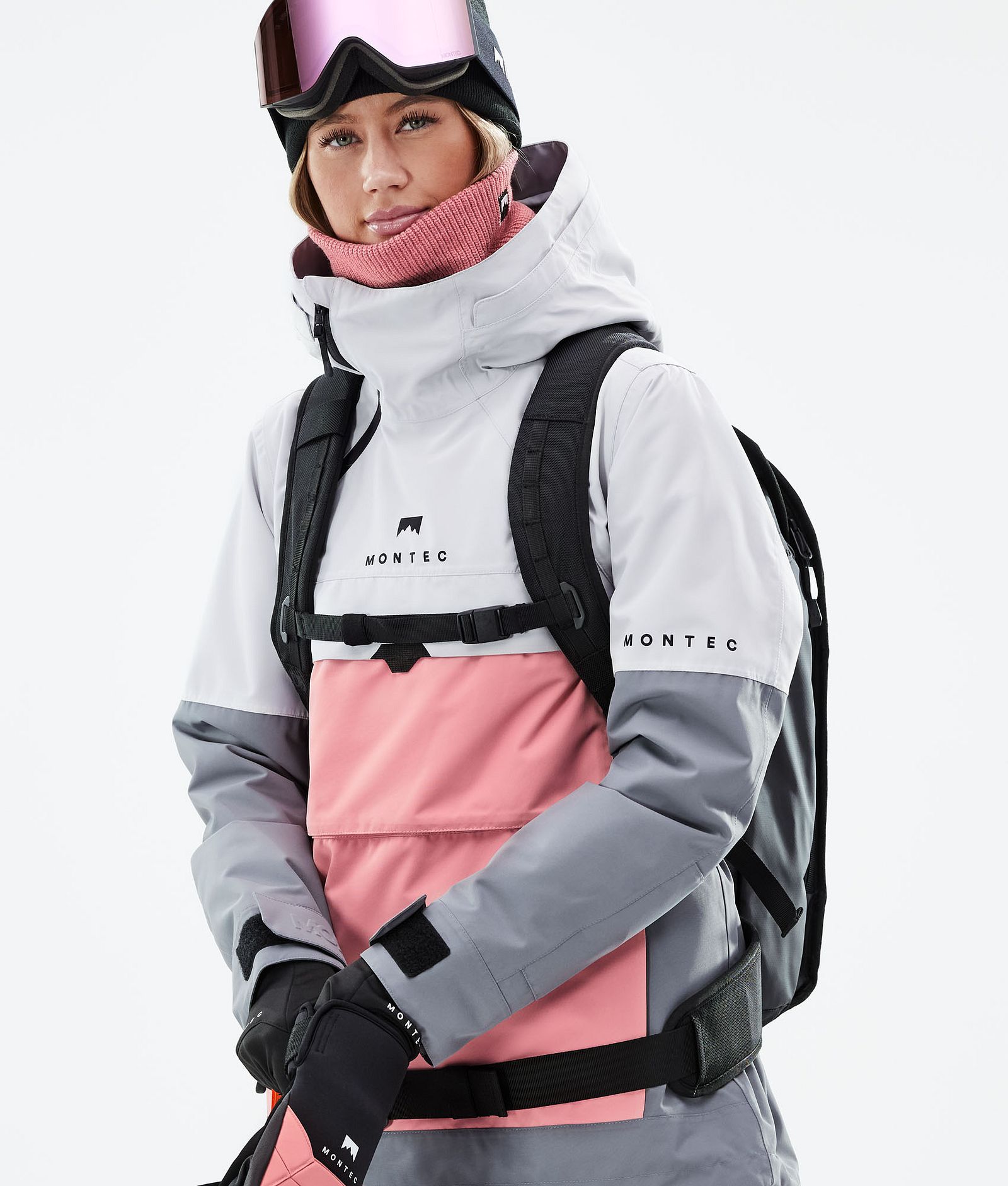 Montec Dune W 2021 Kurtka Snowboardowa Kobiety Light Grey/Pink/Light Pearl, Zdjęcie 2 z 8