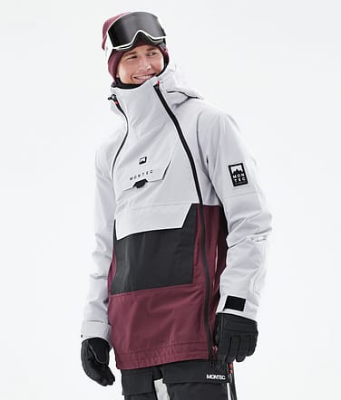 Montec Doom 2021 Bunda na Snowboard Pánské Light Grey/Black/Burgundy