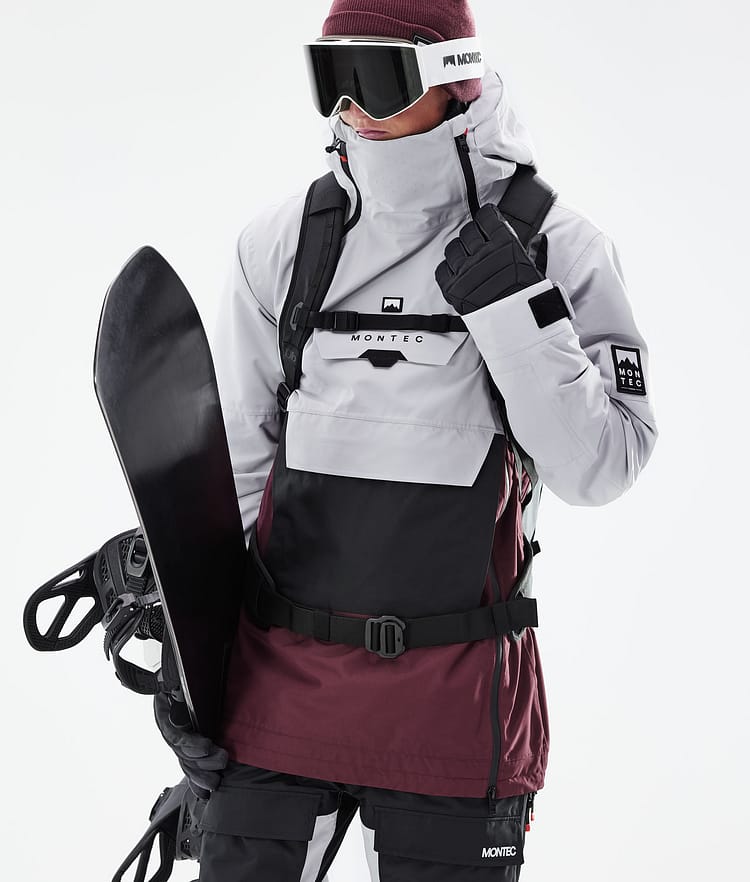 Montec Doom 2021 Kurtka Snowboardowa Mężczyźni Light Grey/Black/Burgundy, Zdjęcie 3 z 11