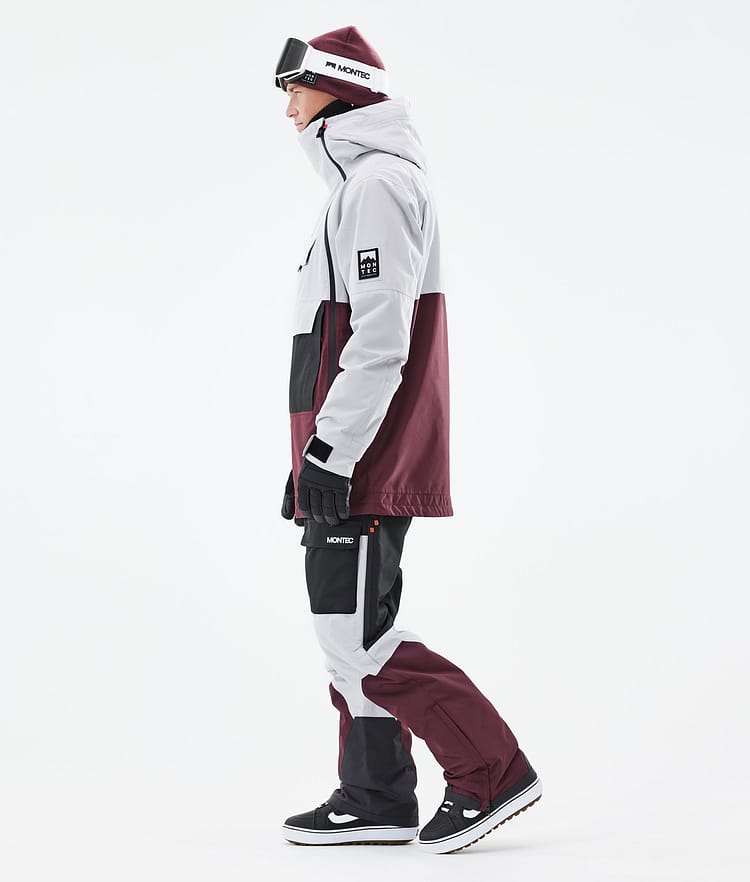 Montec Doom 2021 Kurtka Snowboardowa Mężczyźni Light Grey/Black/Burgundy, Zdjęcie 5 z 11