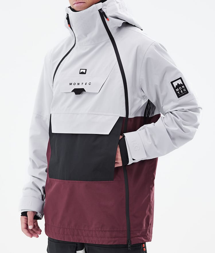 Montec Doom 2021 Kurtka Snowboardowa Mężczyźni Light Grey/Black/Burgundy, Zdjęcie 9 z 11