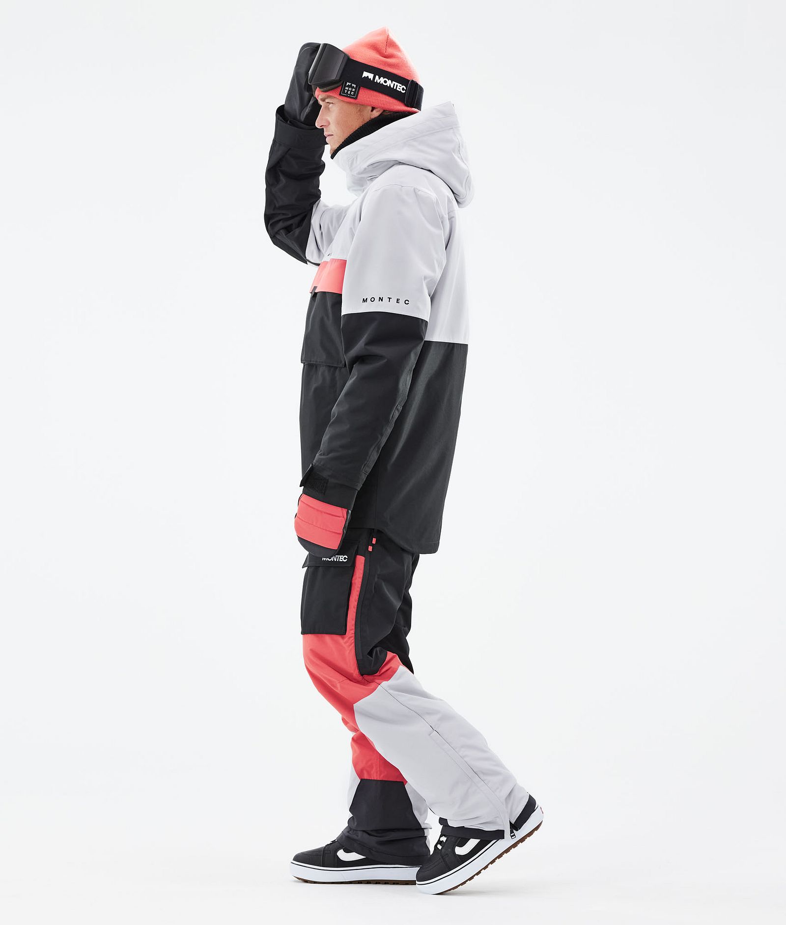 Montec Dune 2021 Kurtka Snowboardowa Mężczyźni Light Grey/Coral/Black, Zdjęcie 5 z 10