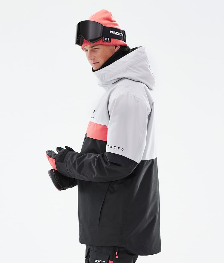 Montec Dune 2021 Kurtka Snowboardowa Mężczyźni Light Grey/Coral/Black, Zdjęcie 7 z 10