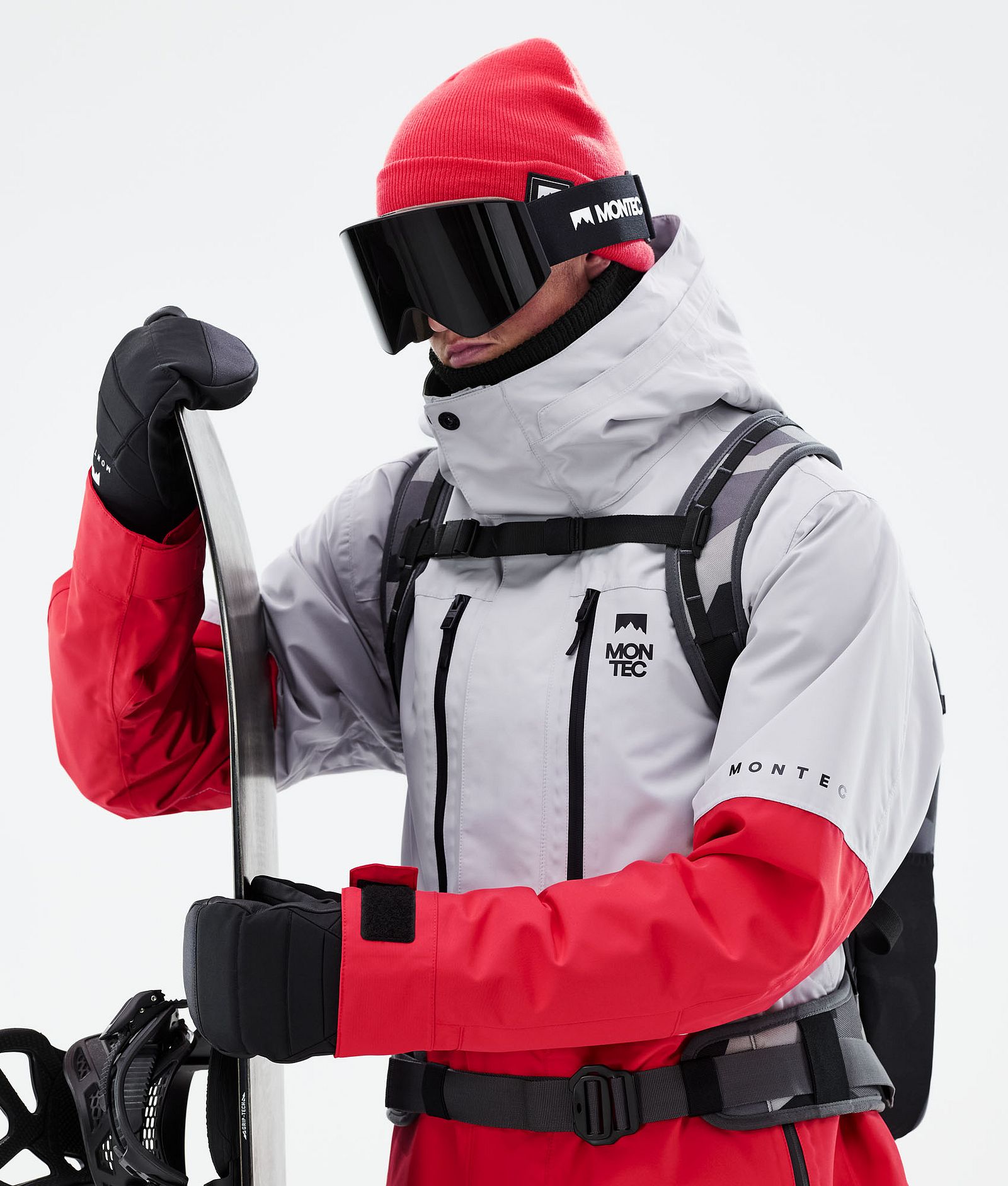 Montec Fawk 2021 Bunda na Snowboard Pánské Light Grey/Red, Obrázek 2 z 11