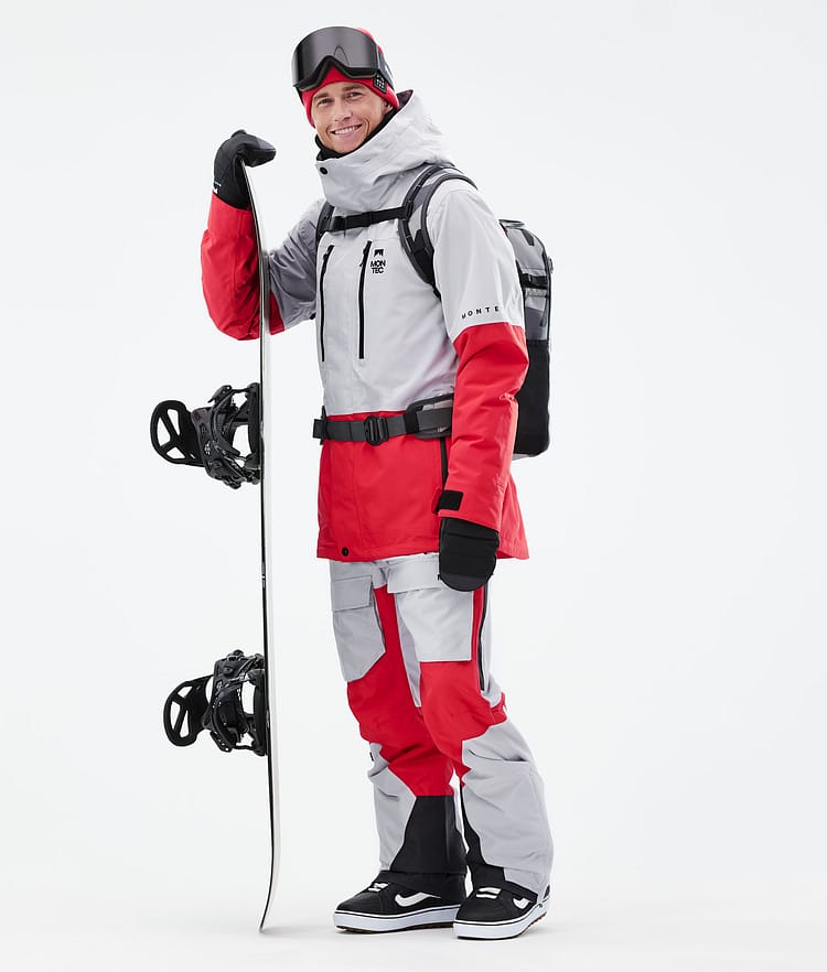 Montec Fawk 2021 Bunda na Snowboard Pánské Light Grey/Red, Obrázek 4 z 11