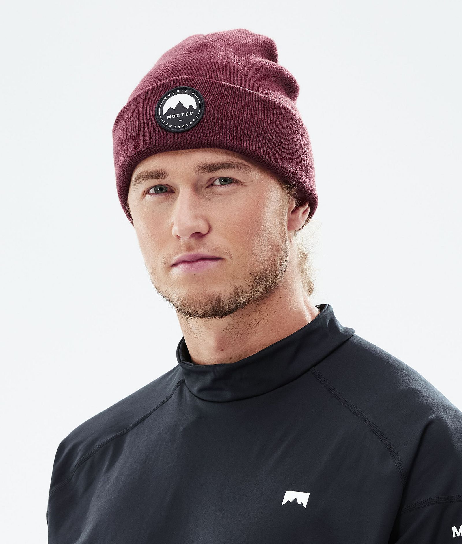 Montec Patch Czapka Beanie Burgundy, Zdjęcie 2 z 3