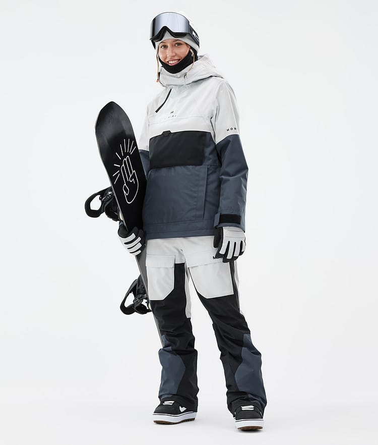 Montec Fawk W Women's Snowboard Pants Light Grey/Black/Metal Blue