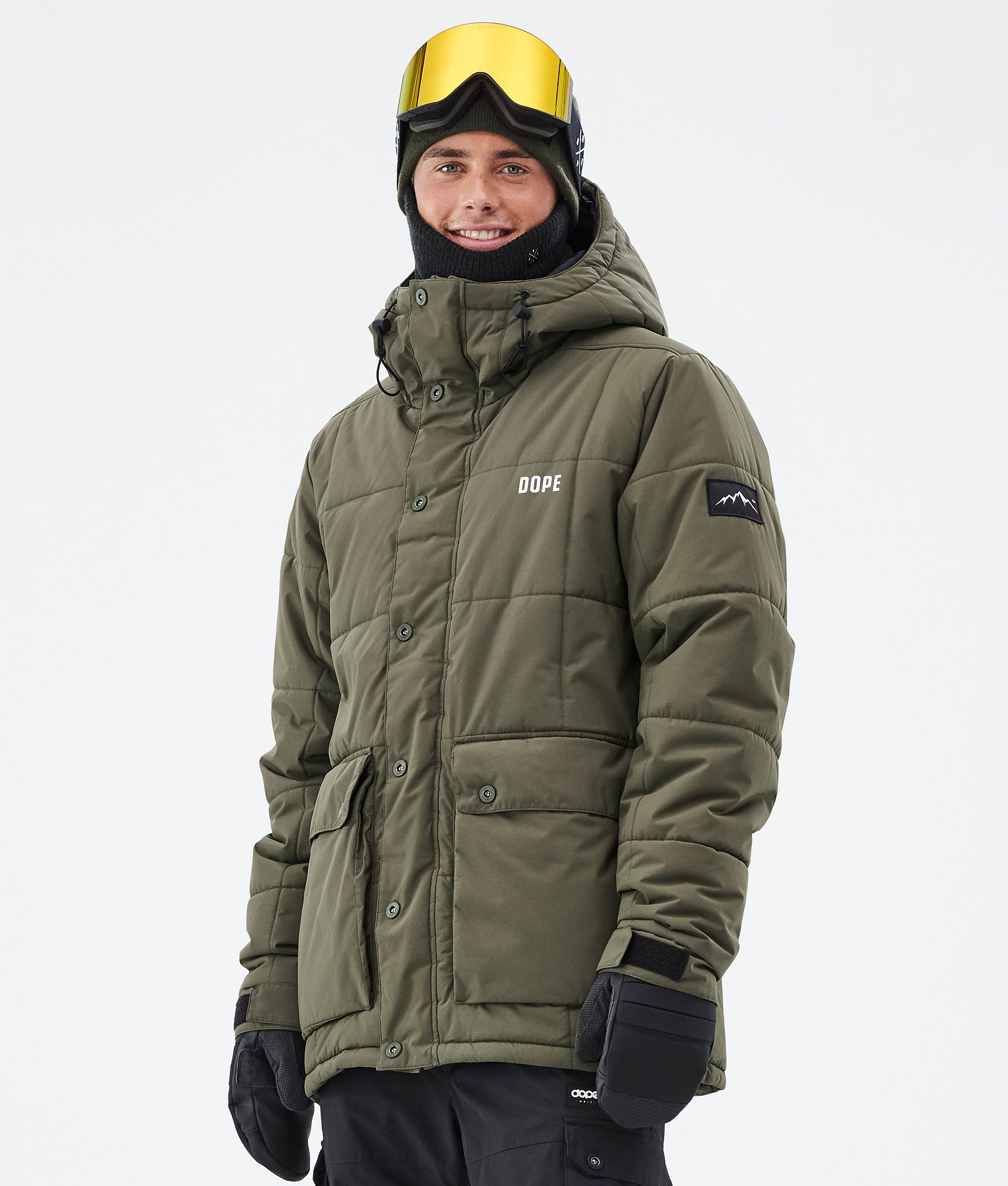 Dope Puffer Full Zip Snowboard Jacket Men Olive Green Ridestore