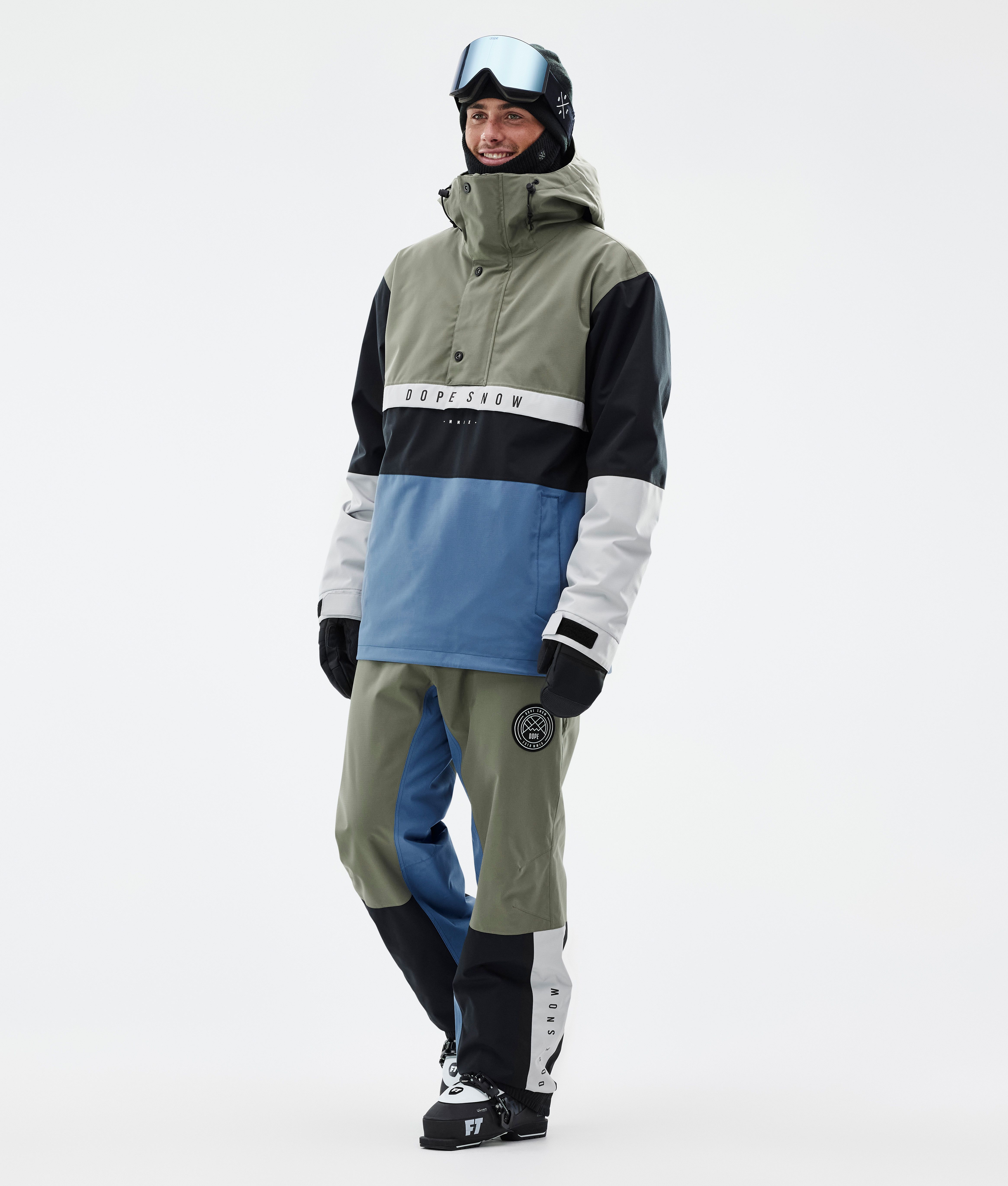 Dope Blizzard Track Ski Pants Men Greenish/Light Grey/Black/Blue