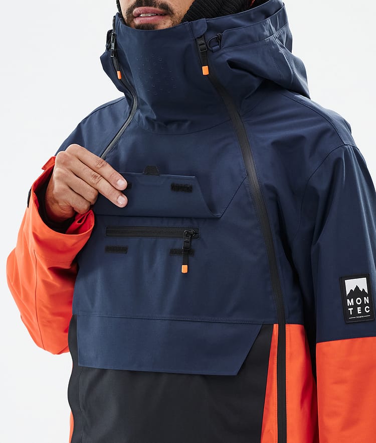 Montec Doom Veste Snowboard Homme Dark Blue/Black/Orange, Image 10 sur 11