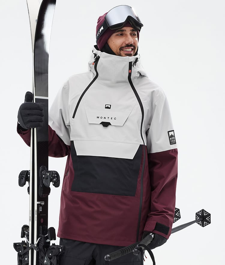 Montec Doom Veste de Ski Homme Light Grey/Black/Burgundy, Image 1 sur 11