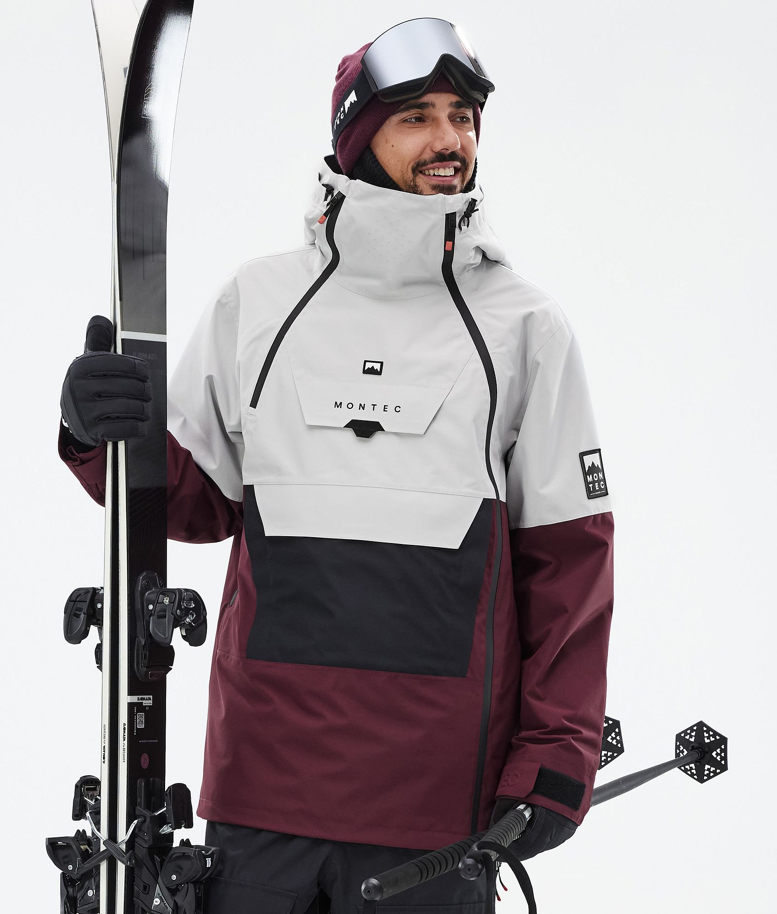 Montec Doom Ski jas Heren Light Grey/Black/Burgundy, Afbeelding 1 van 11