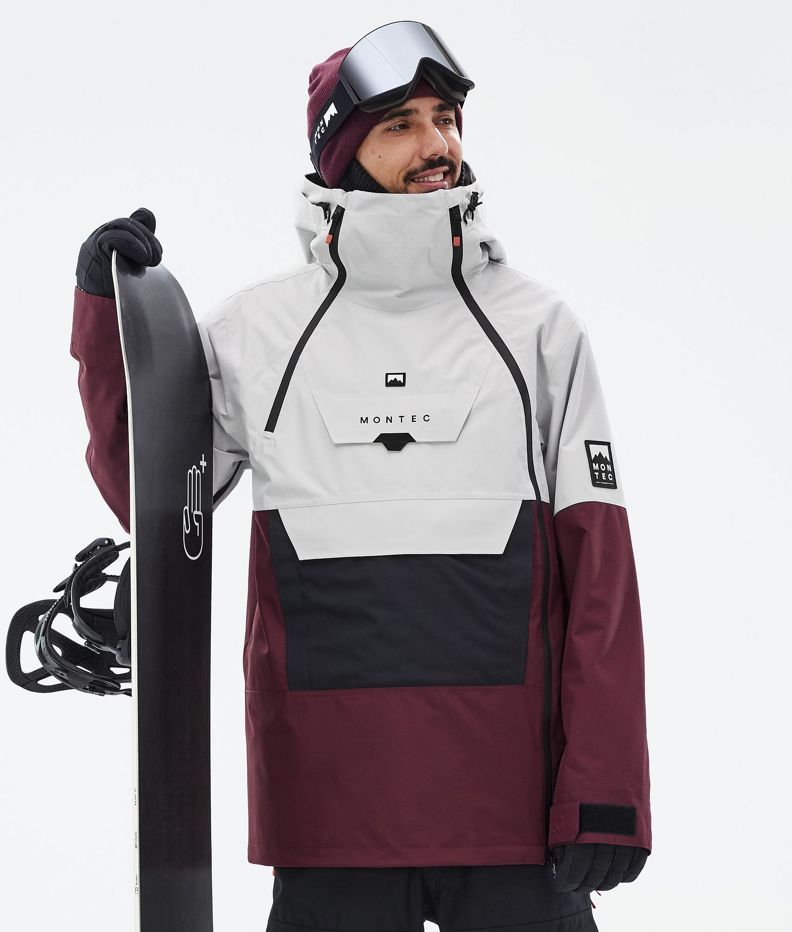 Montec Doom Snowboard Jacket Men Light Grey/Black/Burgundy, Image 1 of 11