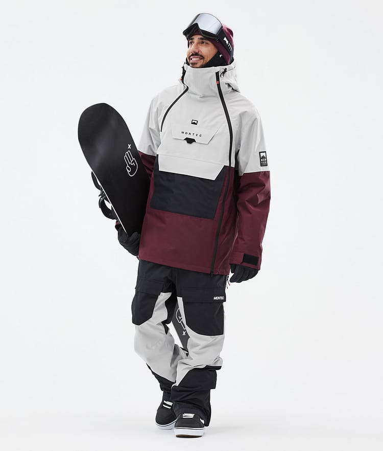 Montec Doom Kurtka Snowboardowa Mężczyźni Light Grey/Black/Burgundy, Zdjęcie 3 z 11