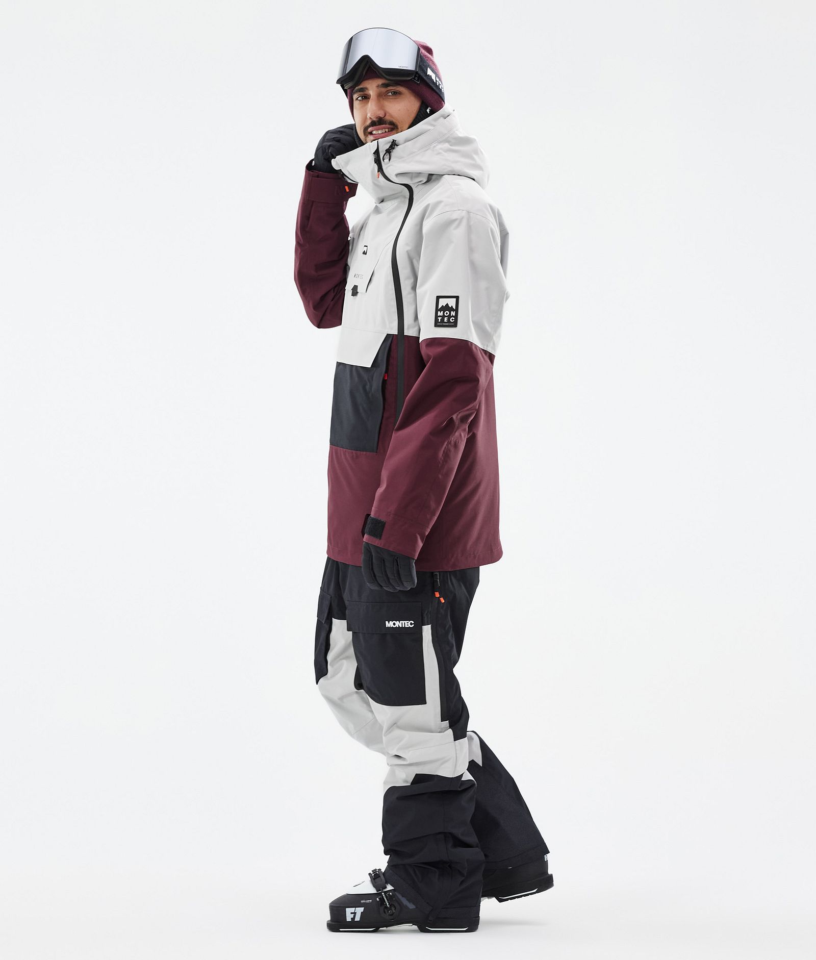 Montec Doom Ski jas Heren Light Grey/Black/Burgundy, Afbeelding 4 van 11