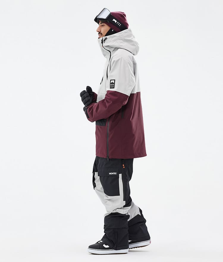 Montec Doom Kurtka Snowboardowa Mężczyźni Light Grey/Black/Burgundy, Zdjęcie 4 z 11