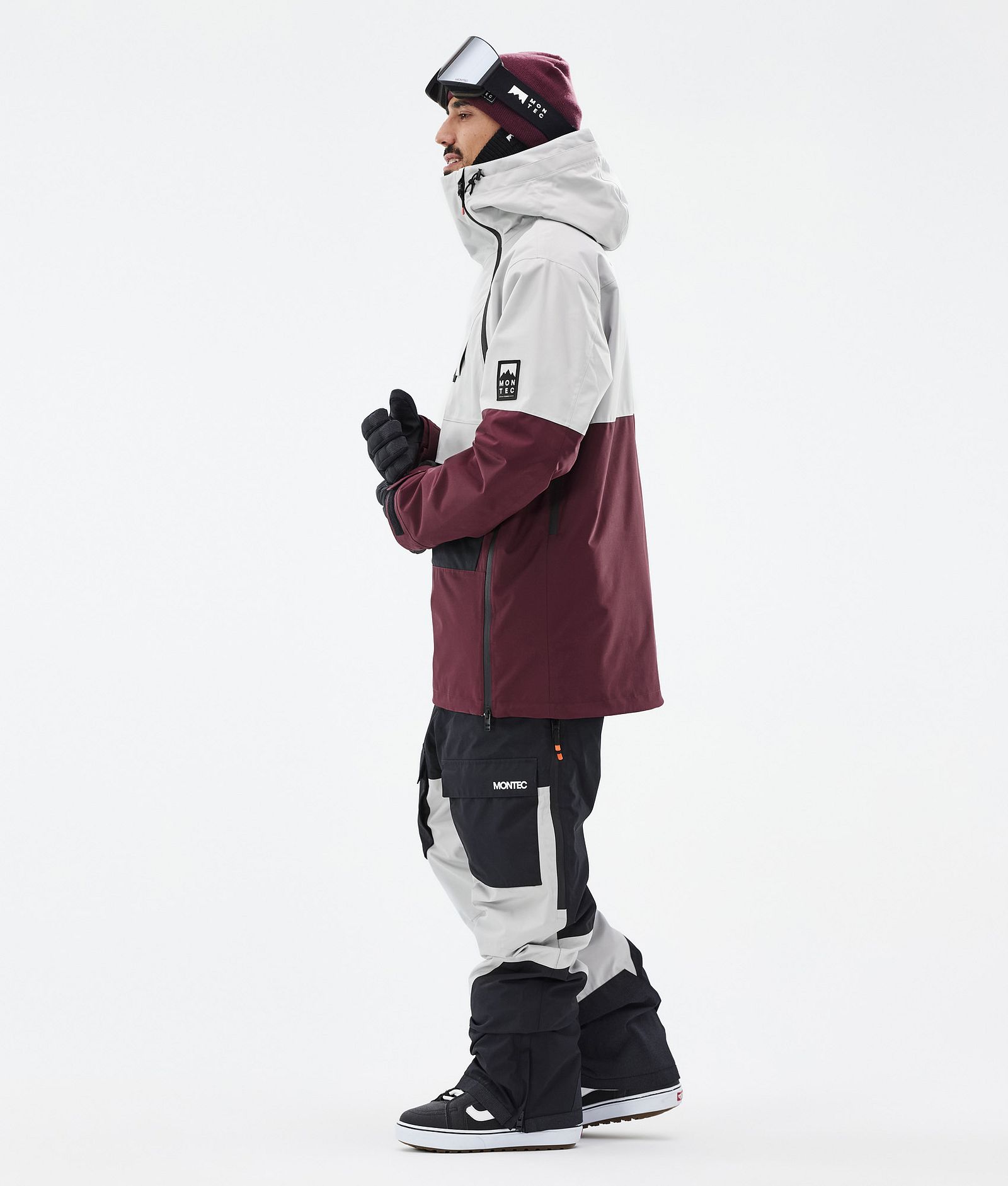 Montec Doom Veste Snowboard Homme Light Grey/Black/Burgundy, Image 4 sur 11