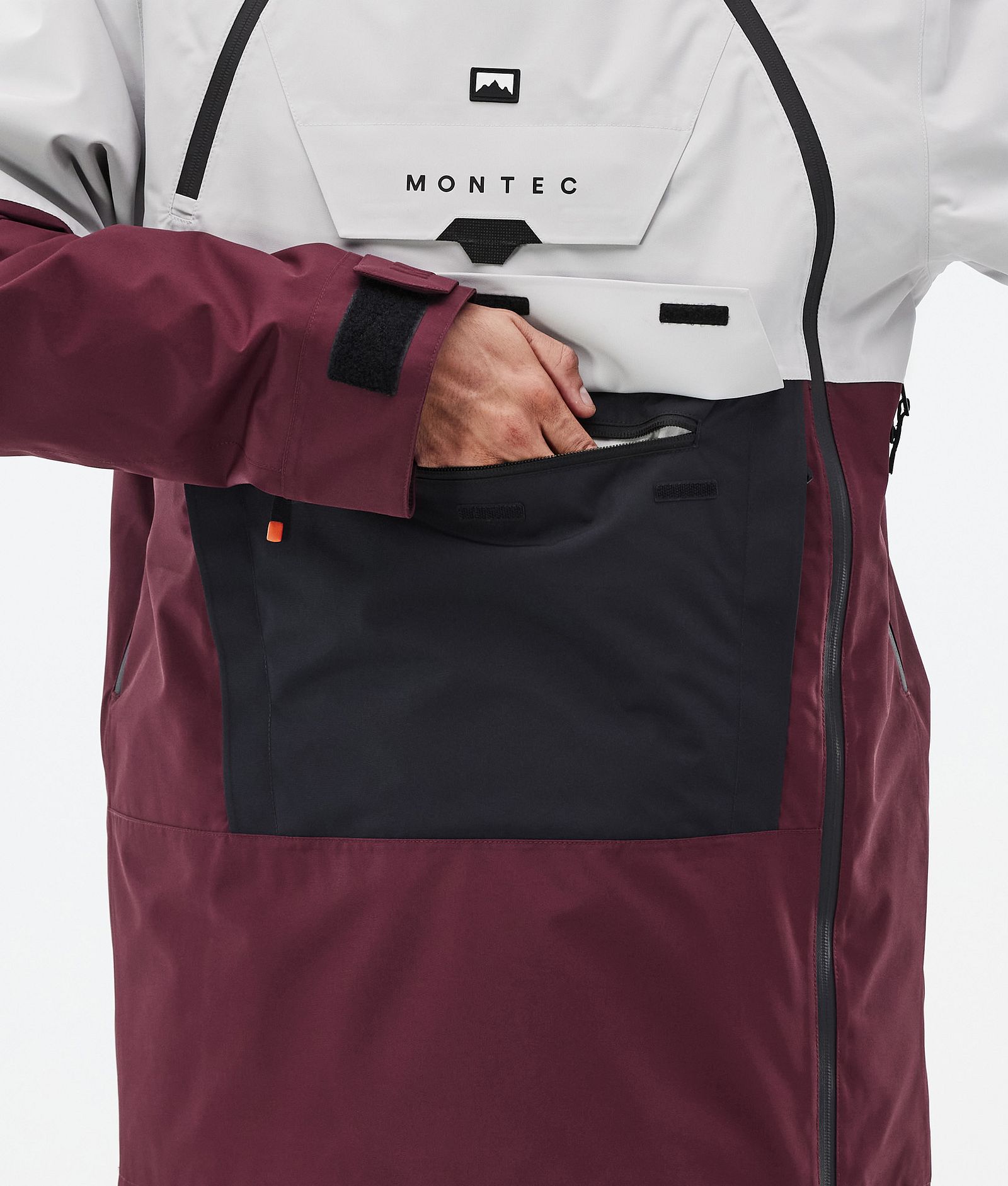 Montec Doom Veste de Ski Homme Light Grey/Black/Burgundy, Image 9 sur 11