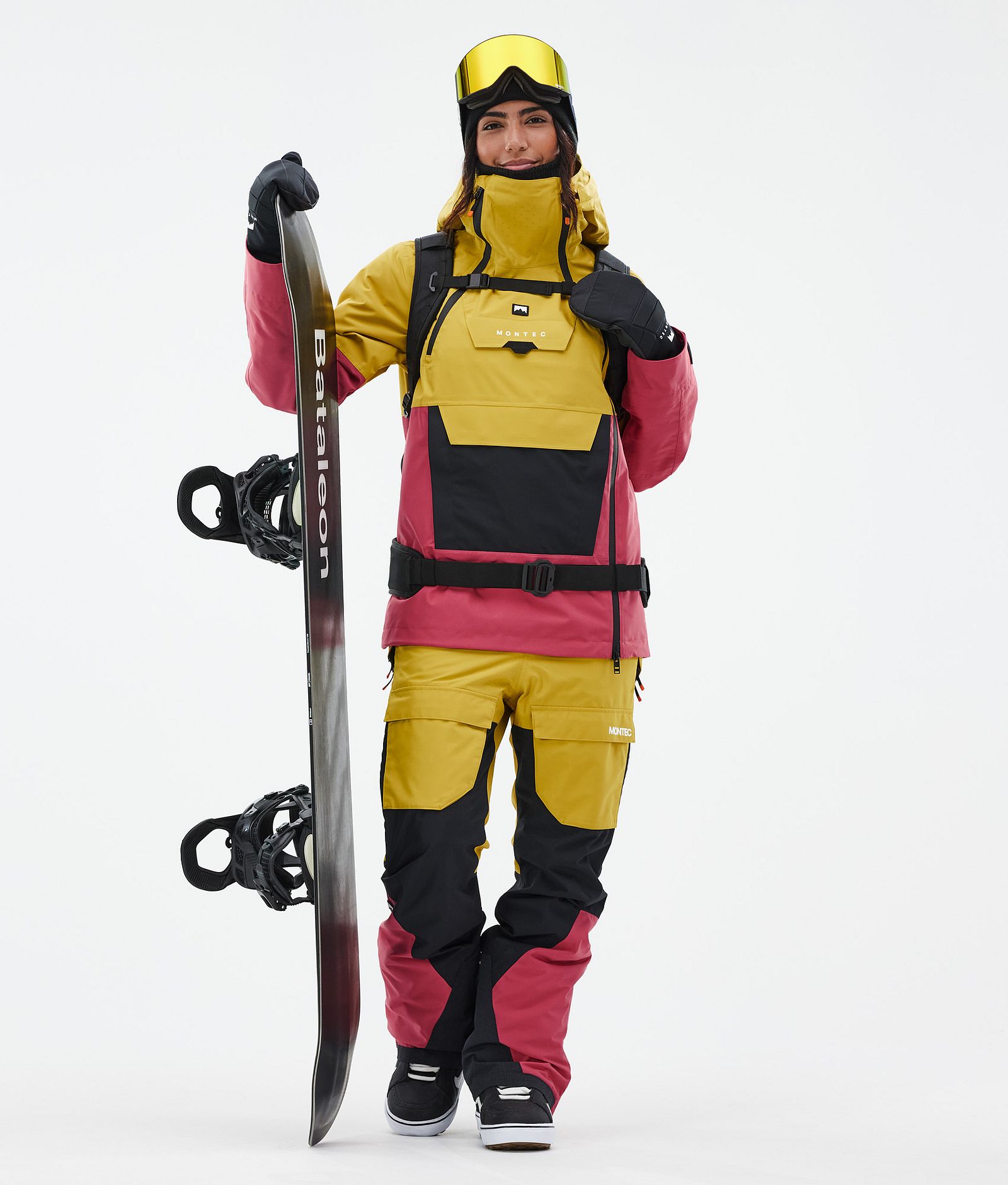 Montec Fawk W Spodnie Snowboardowe Kobiety Yellow/Black/Light Red, Zdjęcie 2 z 7