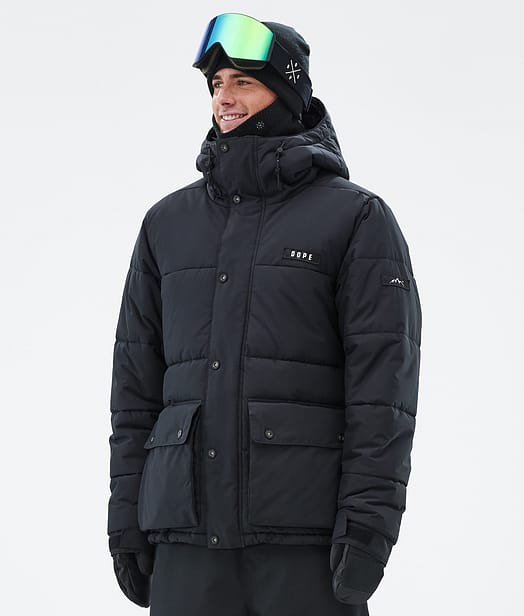 Dope Puffer Full Zip Snowboard Jacket Men Black