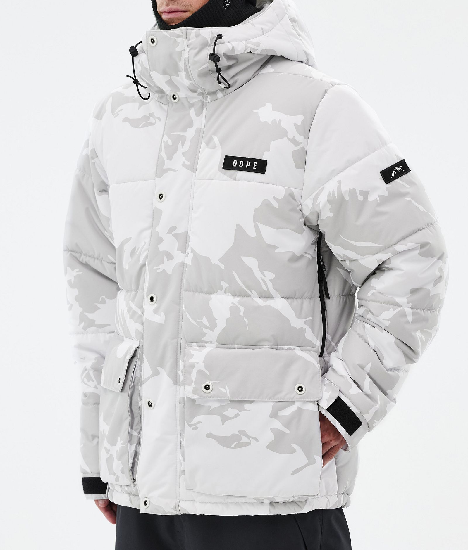 Dope Puffer Full Zip Snowboard Jacket Men Grey Camo Renewed, Image 7 of 9