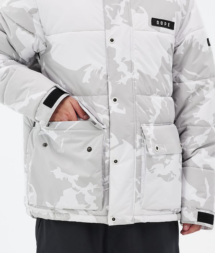 Dope Puffer Full Zip Snowboard Jacket Men Grey Camo Renewed, Image 8 of 9