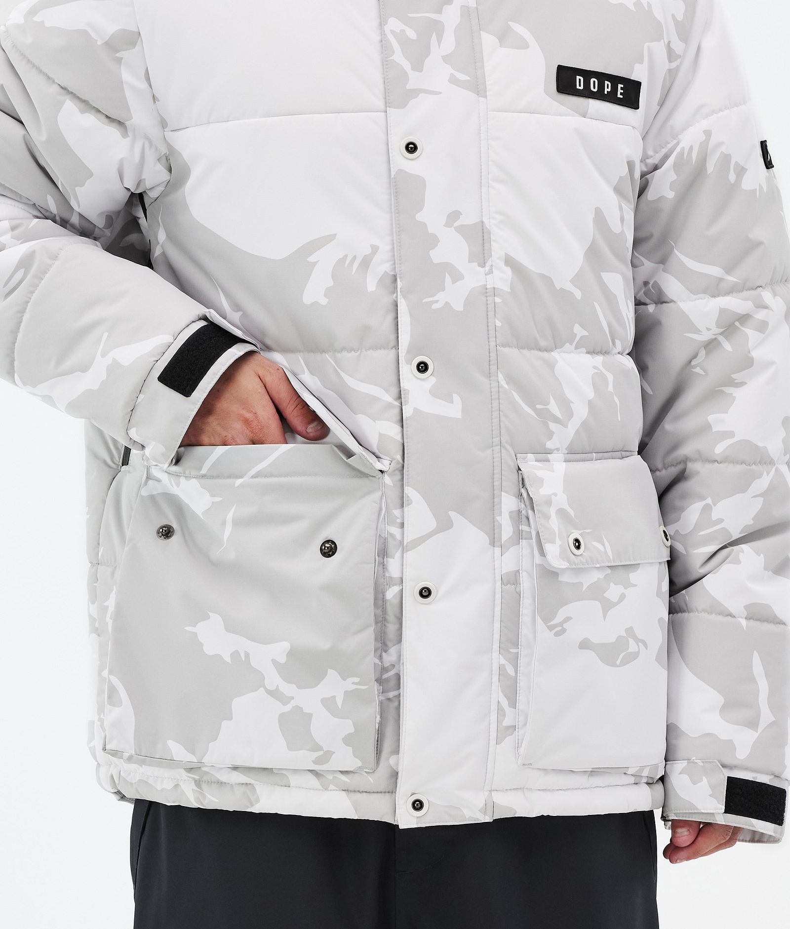 Dope Puffer Full Zip Snowboard Jacket Men Grey Camo, Image 8 of 9