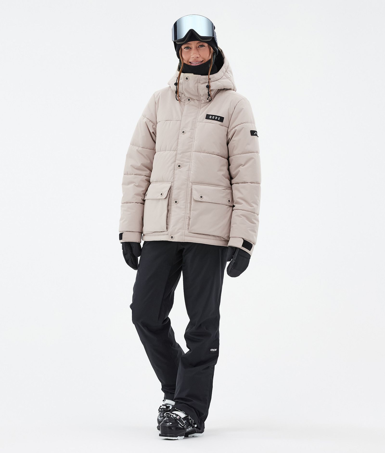 Dope Puffer W Full Zip Ski jas Dames Sand, Afbeelding 2 van 9