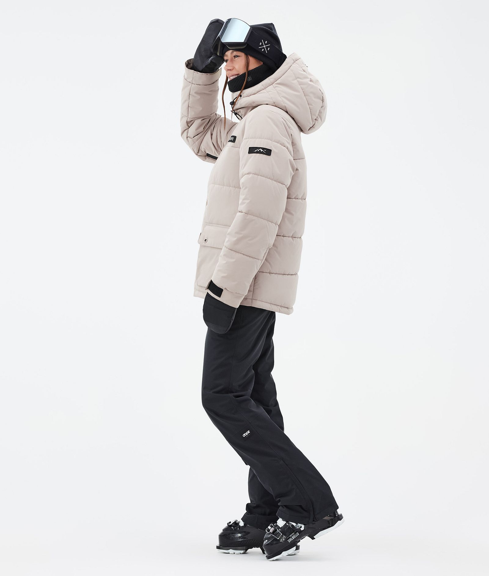 Dope Puffer W Full Zip Ski jas Dames Sand, Afbeelding 3 van 9