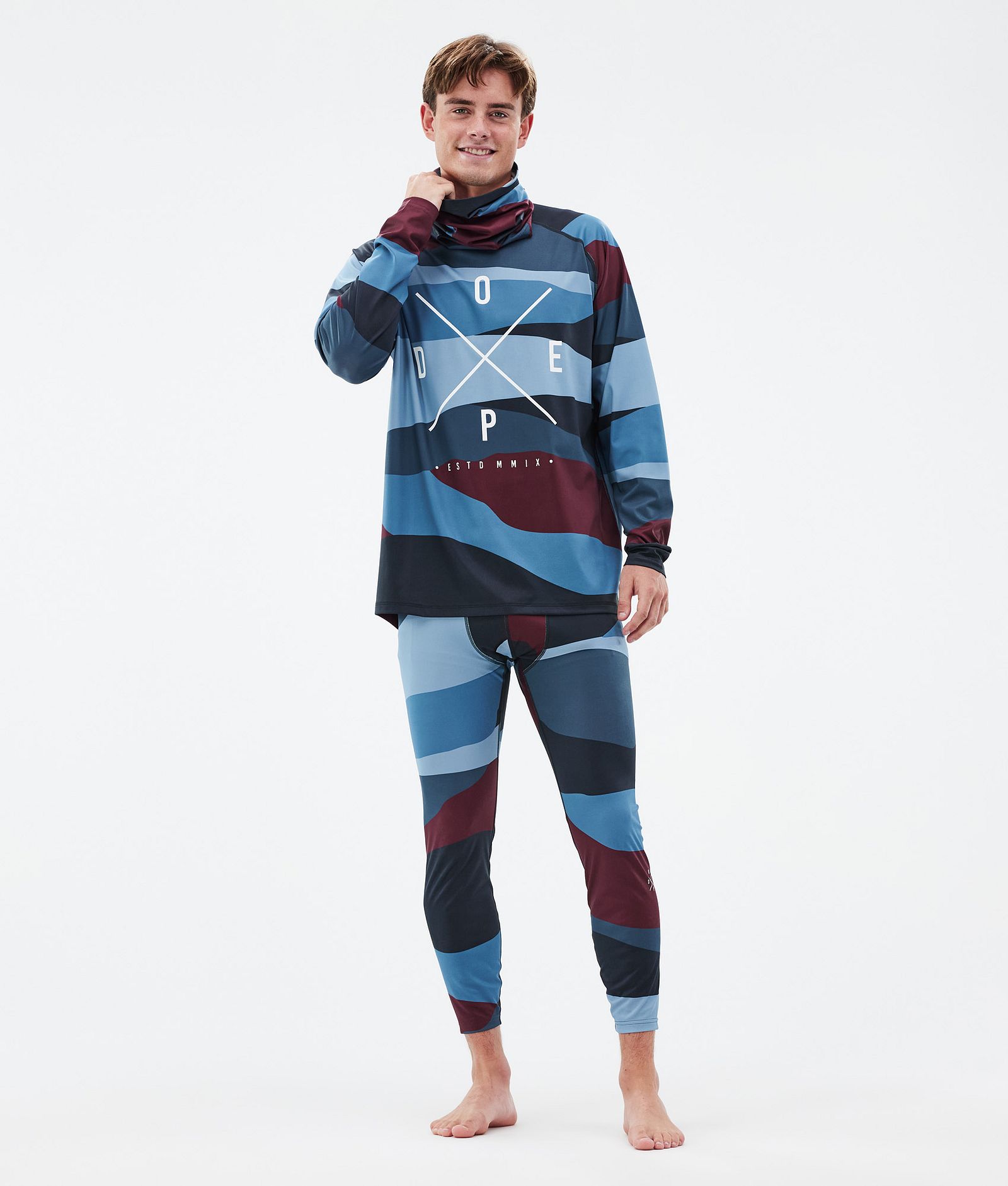 Dope Snuggle Base Layer Top Men 2X-Up Shards Burgundy Blue, Image 3 of 7