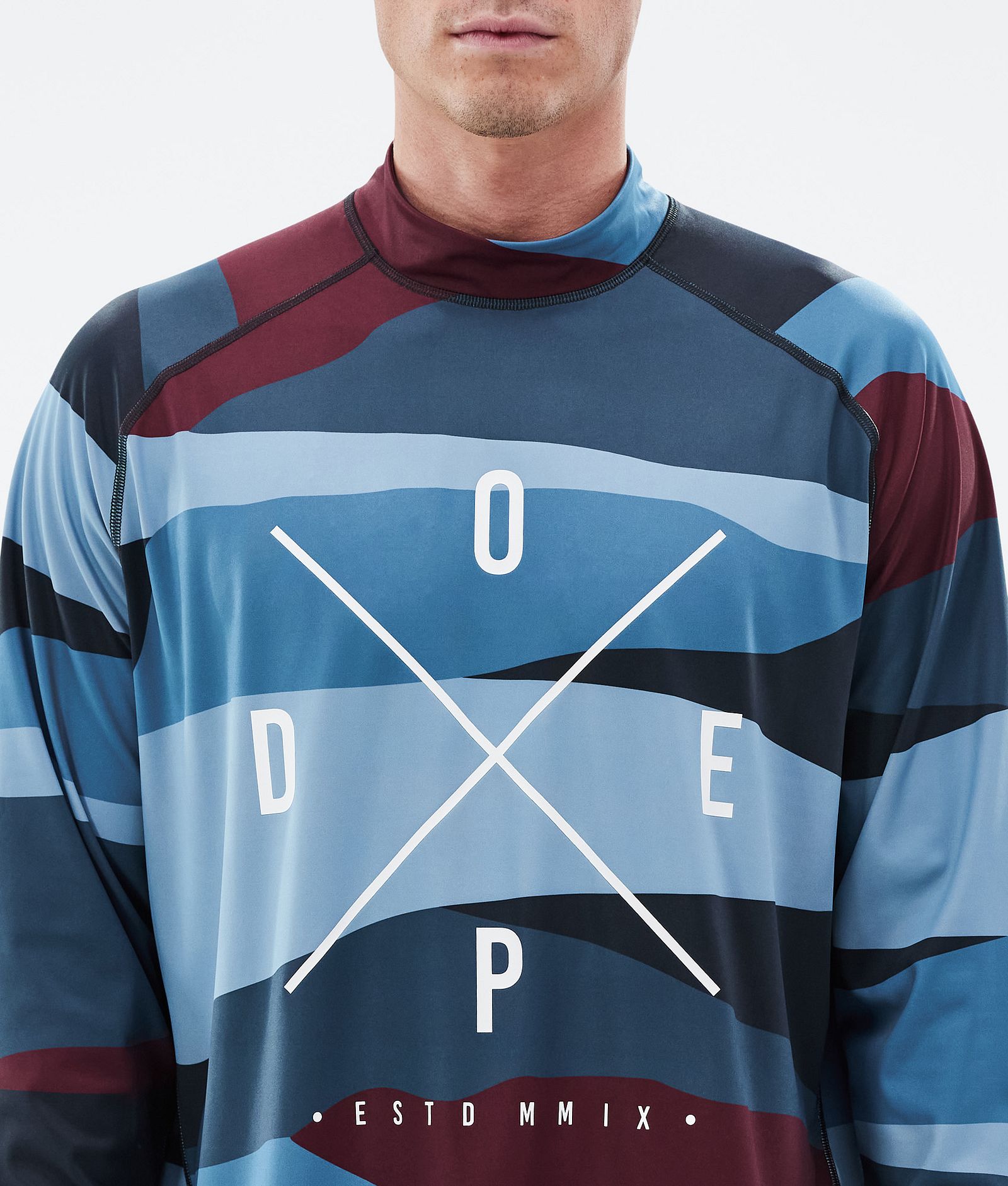 Dope Snuggle Base Layer Top Men 2X-Up Shards Burgundy Blue, Image 6 of 7