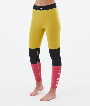 Montec Alpha W Baselayer tights Dame Yellow/Black/Light Red