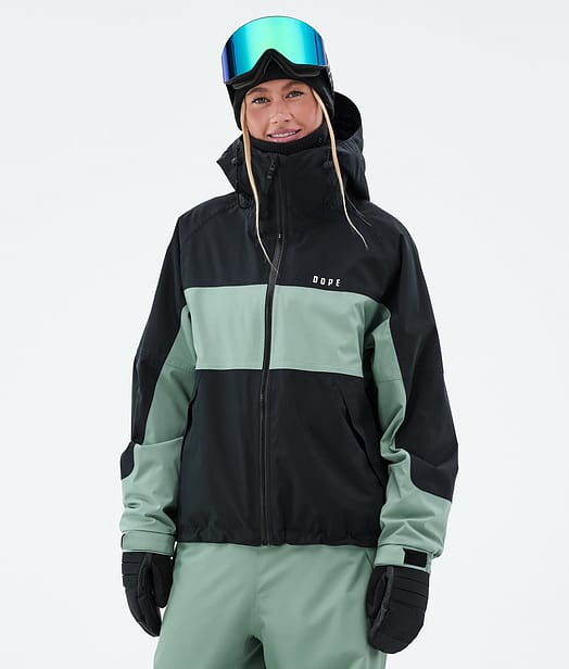 Dope Spartan W Veste de Ski Femme Stripe Black/Faded Green