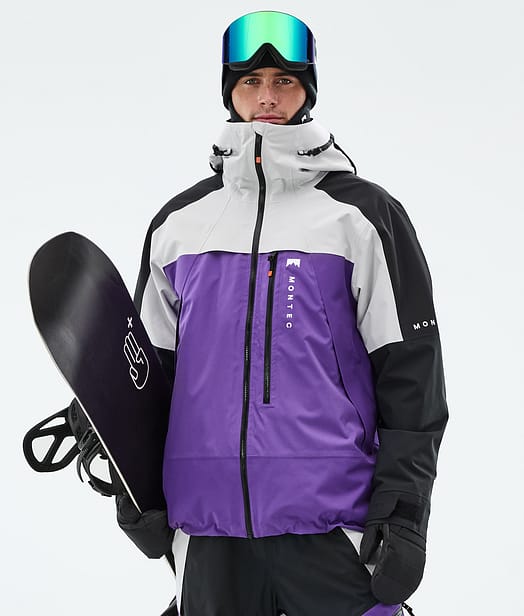 Montec Oracle Veste Snowboard Homme Light Grey/Black/Vivid Purple