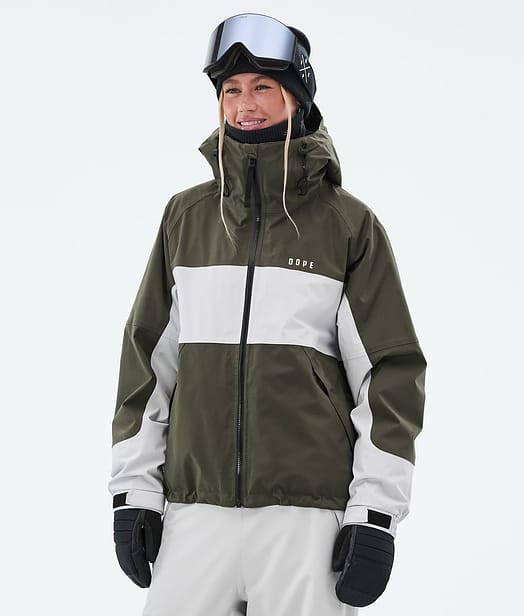 Dope Spartan W Chaqueta Snowboard Mujer Stripe Olive Green/Light Grey