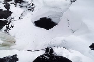 winter cliff jumping